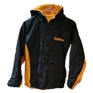 PITTSBURGH STEELERS WINTER COAT JACKET With Embroidered Helmet ADULT MENS Medium